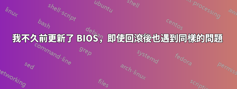 我不久前更新了 BIOS，即使回滾後也遇到同樣的問題