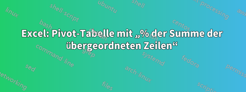 Excel: Pivot-Tabelle mit „% der Summe der übergeordneten Zeilen“