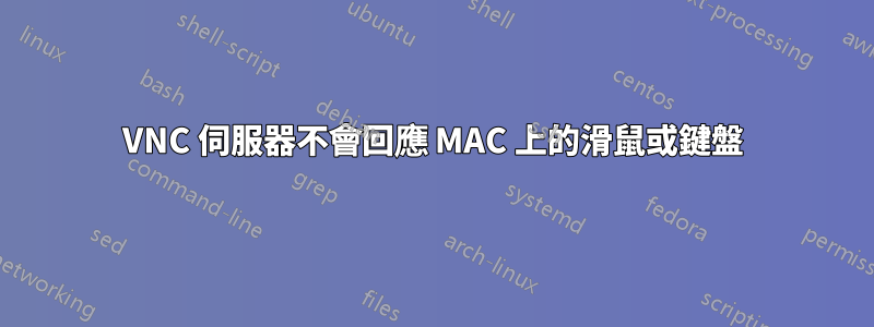 VNC 伺服器不會回應 MAC 上的滑鼠或鍵盤