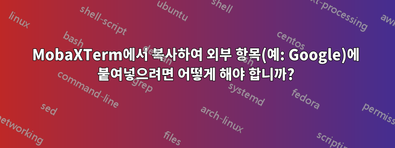 MobaXTerm에서 복사하여 외부 항목(예: Google)에 붙여넣으려면 어떻게 해야 합니까?