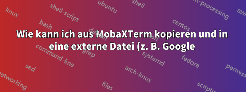 Wie kann ich aus MobaXTerm kopieren und in eine externe Datei (z. B. Google) einfügen?