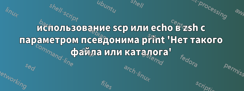 использование scp или echo в zsh с параметром псевдонима print 'Нет такого файла или каталога'