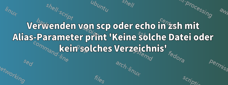 Verwenden von scp oder echo in zsh mit Alias-Parameter print 'Keine solche Datei oder kein solches Verzeichnis'