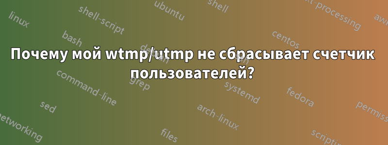 Почему мой wtmp/utmp не сбрасывает счетчик пользователей?