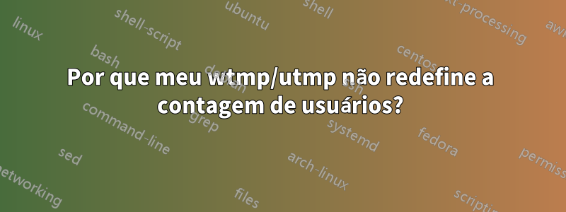 Por que meu wtmp/utmp não redefine a contagem de usuários?