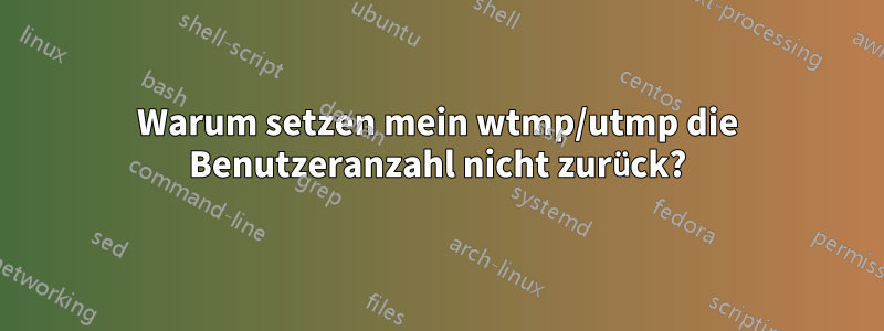 Warum setzen mein wtmp/utmp die Benutzeranzahl nicht zurück?