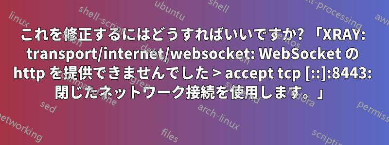 これを修正するにはどうすればいいですか? 「XRAY: transport/internet/websocket: WebSocket の http を提供できませんでした > accept tcp [::]:8443: 閉じたネットワーク接続を使用します。」