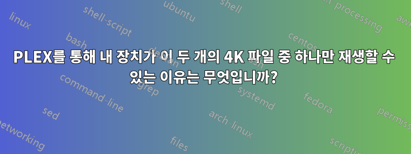 PLEX를 통해 내 장치가 이 두 개의 4K 파일 중 하나만 재생할 수 있는 이유는 무엇입니까?