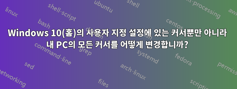 Windows 10(홈)의 사용자 지정 설정에 있는 커서뿐만 아니라 내 PC의 모든 커서를 어떻게 변경합니까?