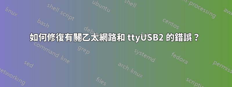 如何修復有關乙太網路和 ttyUSB2 的錯誤？