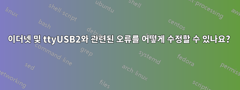 이더넷 및 ttyUSB2와 관련된 오류를 어떻게 수정할 수 있나요?