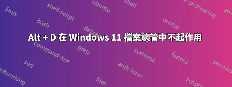 Alt + D 在 Windows 11 檔案總管中不起作用