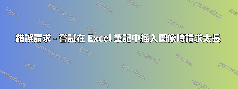 錯誤請求 - 嘗試在 Excel 筆記中插入圖像時請求太長