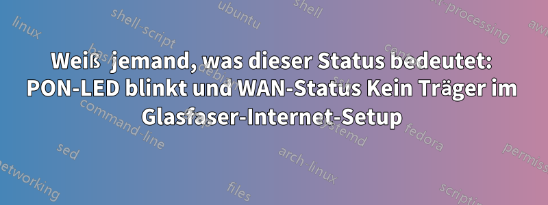 Weiß jemand, was dieser Status bedeutet: PON-LED blinkt und WAN-Status Kein Träger im Glasfaser-Internet-Setup