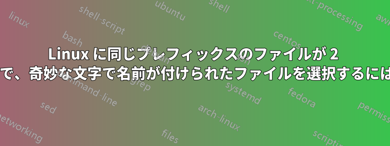 Linux に同じプレフィックスのファイルが 2 つ存在するフォルダー内で、奇妙な文字で名前が付けられたファイルを選択するにはどうすればよいですか?