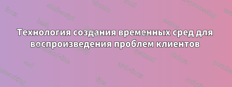 Технология создания временных сред для воспроизведения проблем клиентов