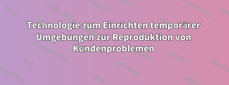 Technologie zum Einrichten temporärer Umgebungen zur Reproduktion von Kundenproblemen