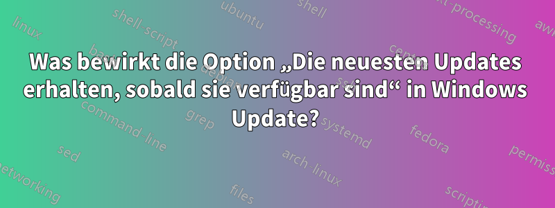 Was bewirkt die Option „Die neuesten Updates erhalten, sobald sie verfügbar sind“ in Windows Update?