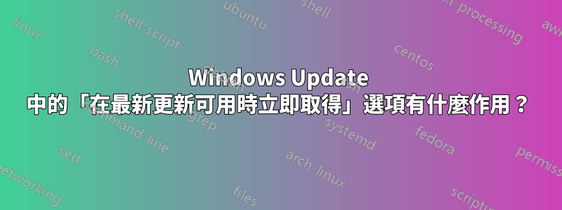 Windows Update 中的「在最新更新可用時立即取得」選項有什麼作用？