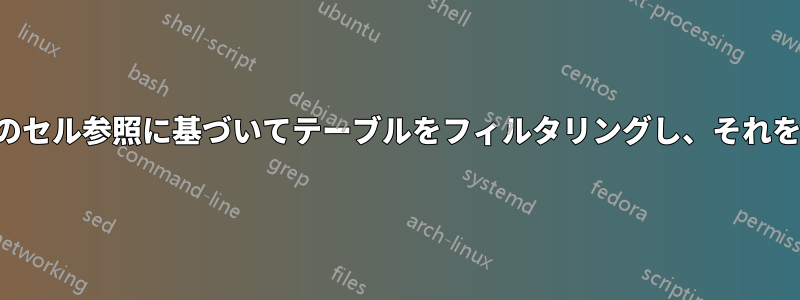 別のブックのセル参照に基づいてテーブルをフィルタリングし、それをコピーする