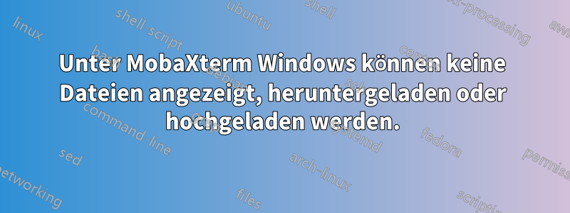 Unter MobaXterm Windows können keine Dateien angezeigt, heruntergeladen oder hochgeladen werden.