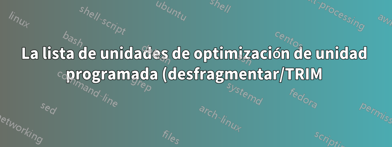 La lista de unidades de optimización de unidad programada (desfragmentar/TRIM) de Windows Server está vacía