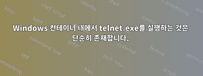 Windows 컨테이너 내에서 telnet.exe를 실행하는 것은 단순히 존재합니다.