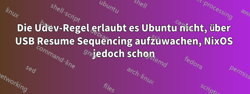 Die Udev-Regel erlaubt es Ubuntu nicht, über USB Resume Sequencing aufzuwachen, NixOS jedoch schon