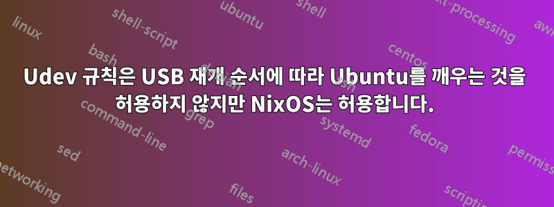 Udev 규칙은 USB 재개 순서에 따라 Ubuntu를 깨우는 것을 허용하지 않지만 NixOS는 허용합니다.
