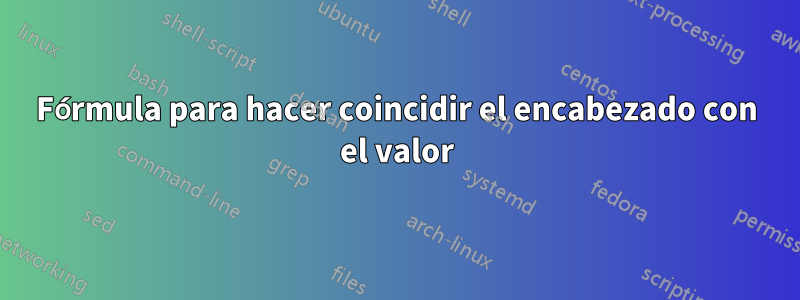 Fórmula para hacer coincidir el encabezado con el valor