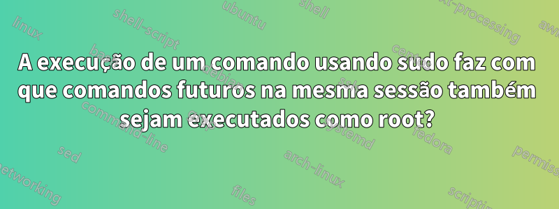 A execução de um comando usando sudo faz com que comandos futuros na mesma sessão também sejam executados como root?