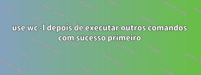 use wc -l depois de executar outros comandos com sucesso primeiro