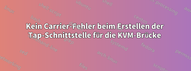 Kein Carrier-Fehler beim Erstellen der Tap-Schnittstelle für die KVM-Brücke