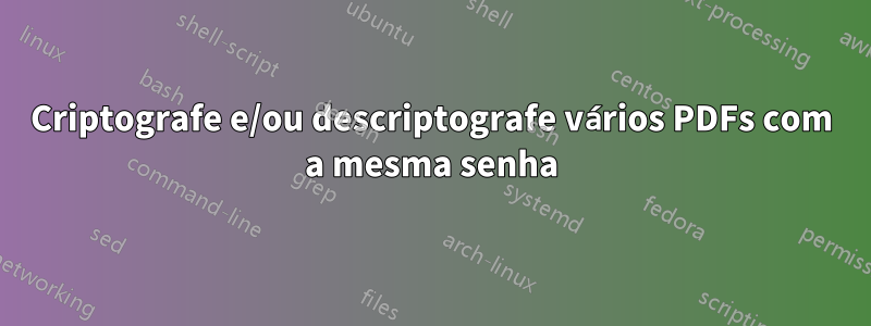 Criptografe e/ou descriptografe vários PDFs com a mesma senha