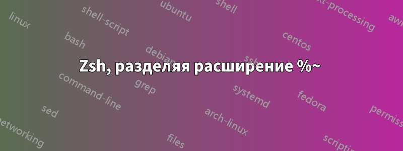 Zsh, разделяя расширение %~