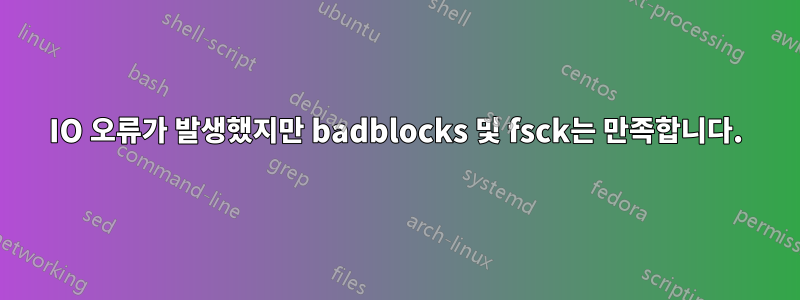 IO 오류가 발생했지만 badblocks 및 fsck는 만족합니다.