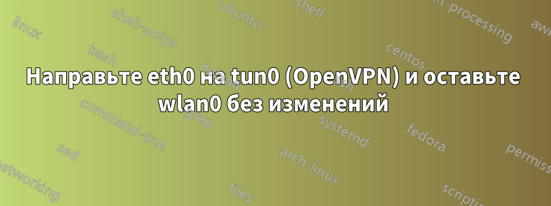 Направьте eth0 на tun0 (OpenVPN) и оставьте wlan0 без изменений