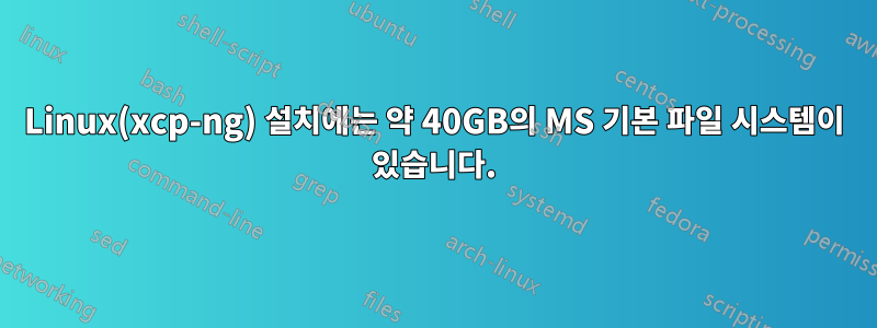 Linux(xcp-ng) 설치에는 약 40GB의 MS 기본 파일 시스템이 있습니다.