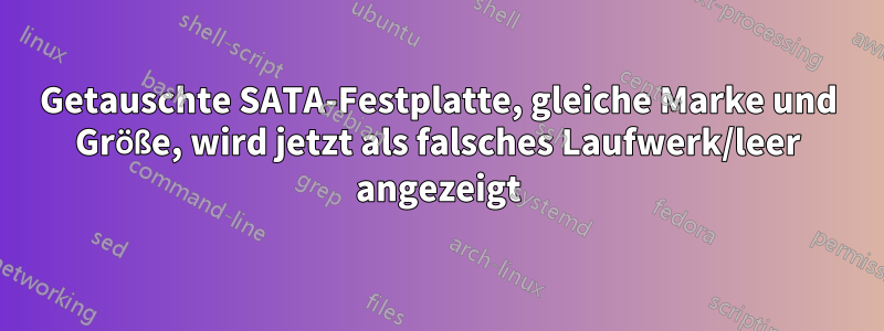 Getauschte SATA-Festplatte, gleiche Marke und Größe, wird jetzt als falsches Laufwerk/leer angezeigt