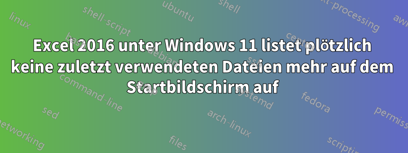 Excel 2016 unter Windows 11 listet plötzlich keine zuletzt verwendeten Dateien mehr auf dem Startbildschirm auf