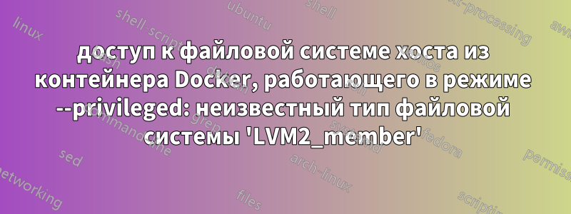 доступ к файловой системе хоста из контейнера Docker, работающего в режиме --privileged: неизвестный тип файловой системы 'LVM2_member'