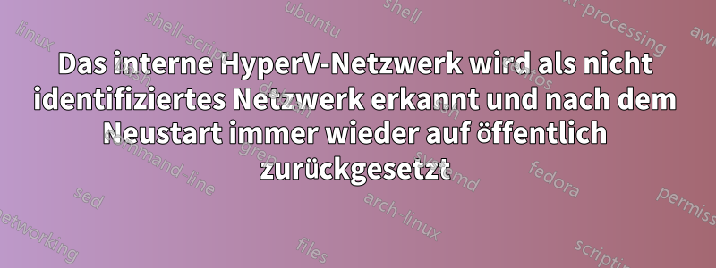 Das interne HyperV-Netzwerk wird als nicht identifiziertes Netzwerk erkannt und nach dem Neustart immer wieder auf öffentlich zurückgesetzt
