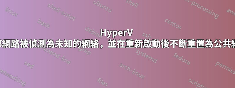 HyperV 內部網路被偵測為未知的網絡，並在重新啟動後不斷重置為公共網絡