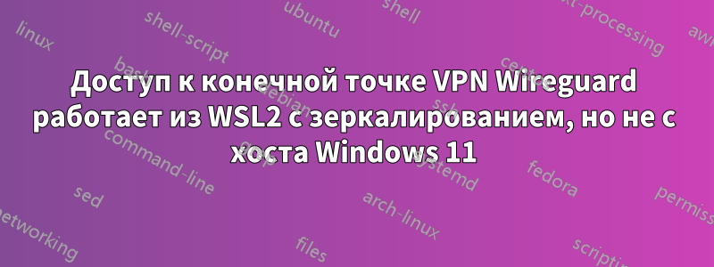 Доступ к конечной точке VPN Wireguard работает из WSL2 с зеркалированием, но не с хоста Windows 11