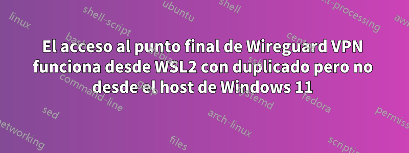 El acceso al punto final de Wireguard VPN funciona desde WSL2 con duplicado pero no desde el host de Windows 11