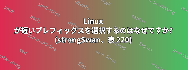 Linux が短いプレフィックスを選択するのはなぜですか? (strongSwan、表 220)