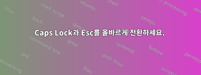 Caps Lock과 Esc를 올바르게 전환하세요.
