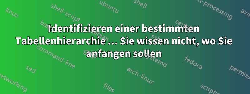 Identifizieren einer bestimmten Tabellenhierarchie ... Sie wissen nicht, wo Sie anfangen sollen
