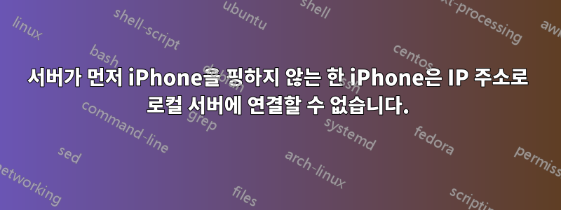 서버가 먼저 iPhone을 핑하지 않는 한 iPhone은 IP 주소로 로컬 서버에 연결할 수 없습니다.