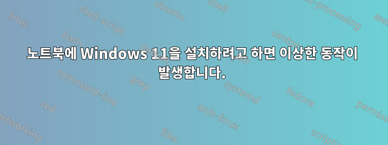 노트북에 Windows 11을 설치하려고 하면 이상한 동작이 발생합니다.